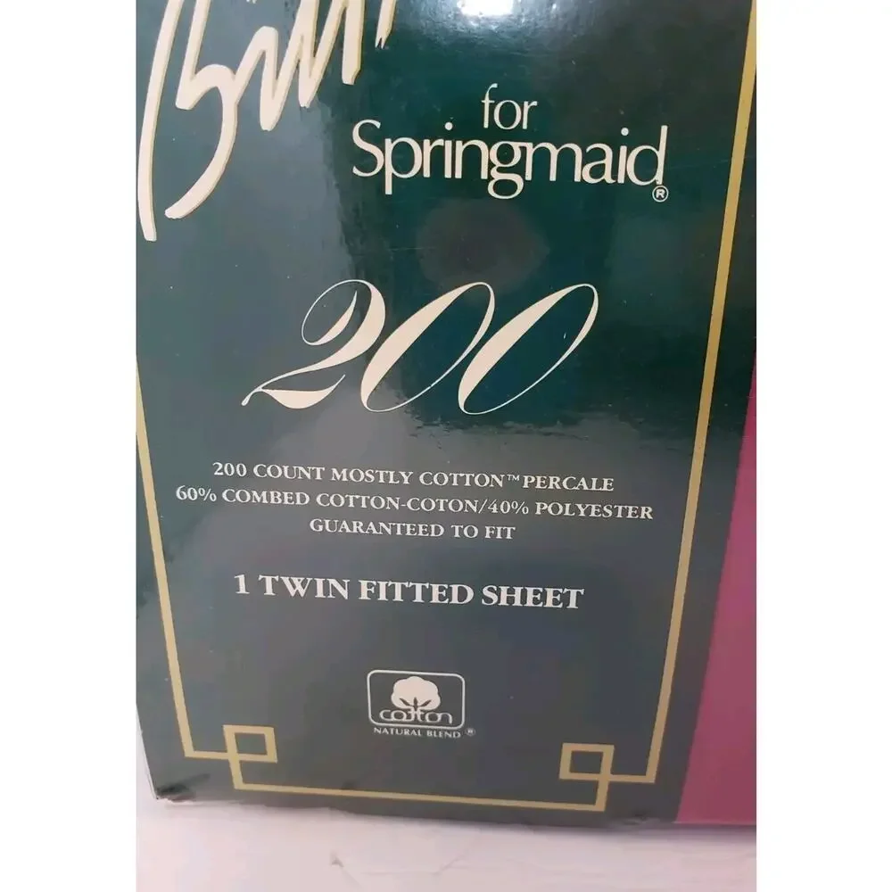 VTG NEW Bill Blass‎ for Springmaid Twin Fitted Sheet 200 Thread Claret Percale